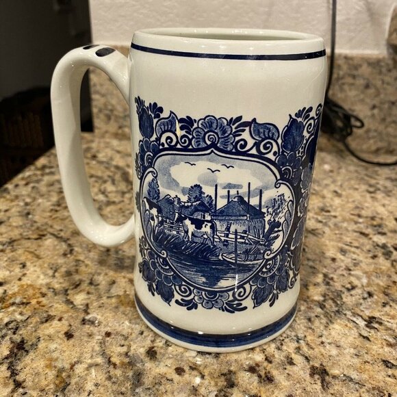 Royal Goedewaagen Gouda Holland Blue White  Windmi - Picture 2 of 9